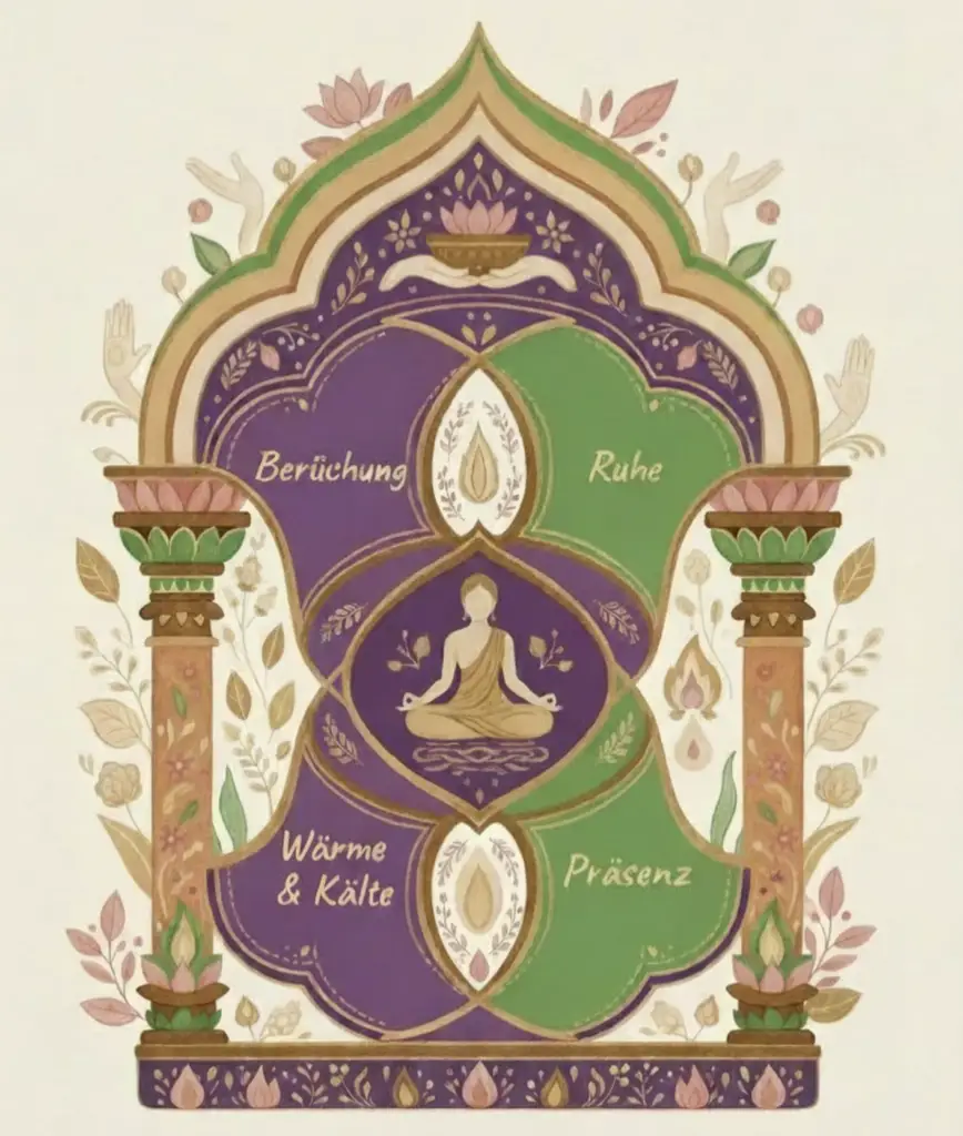 Illustration, die die Prinzipien der Meditation darstellt